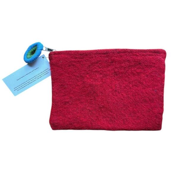 NWT Jenny Krauss Monogram Letter J Pouch Floral Embroidered Zip Bag Sundance - Picture 3 of 7